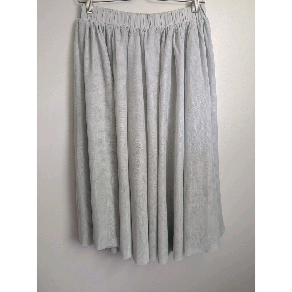 NWT Gray Tulle Midi Skirt Sheer Mesh Fairycore Whimsy M Pull On Balletcore Boho - Picture 7 of 12